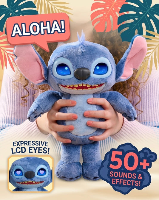 Animated Blue Alien Plush Toy (50+ Sounds & Expressive LCD Eyes)